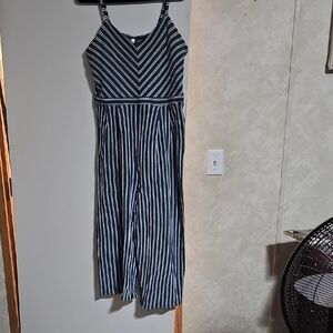 Xhilaration Navy and White Striped Jump Suit